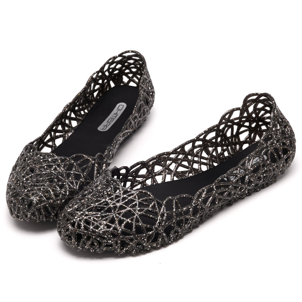 Women’s Slip On Jelly Ballet Flats Lightweight Breathable Mesh Sandals
